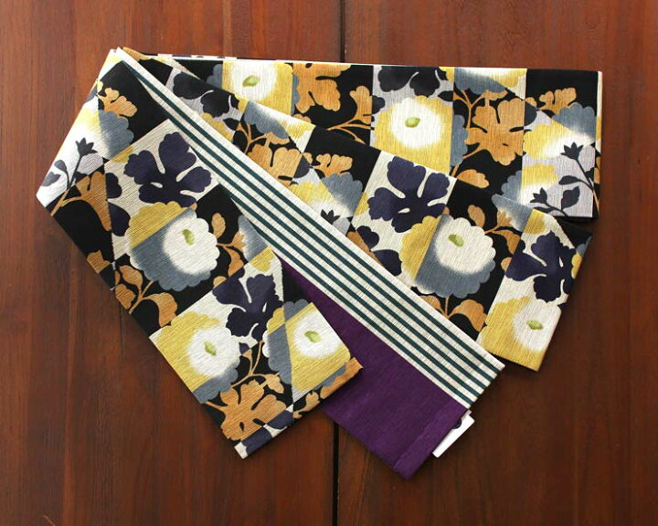 楽天市場】＼2点で3％OFFクーポン／半幅帯 モダン菊 ブルー グレー 