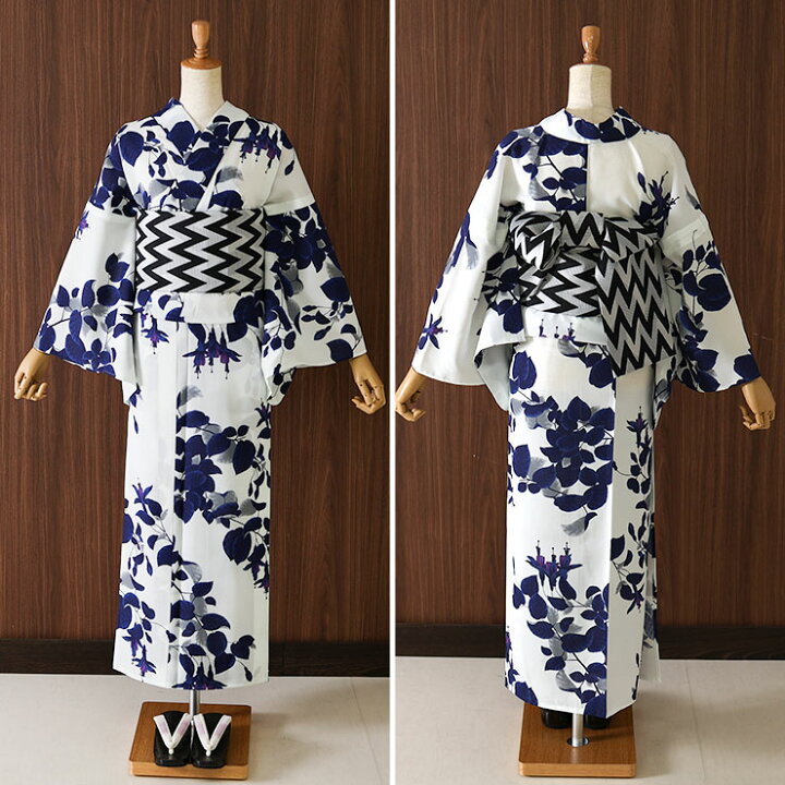 楽天市場】[ 洗える 浴衣 ] フクシア（オフ白/105-337-122-03）ゆかた 