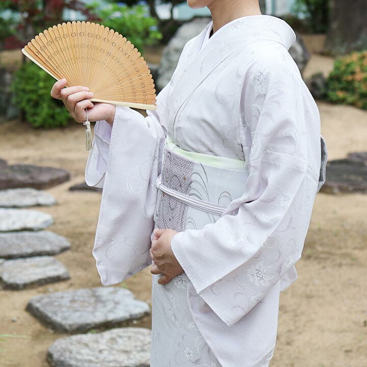楽天市場】[再入荷!]着物 単衣 薄花模様 (パープル) 洗える着物 セオ 