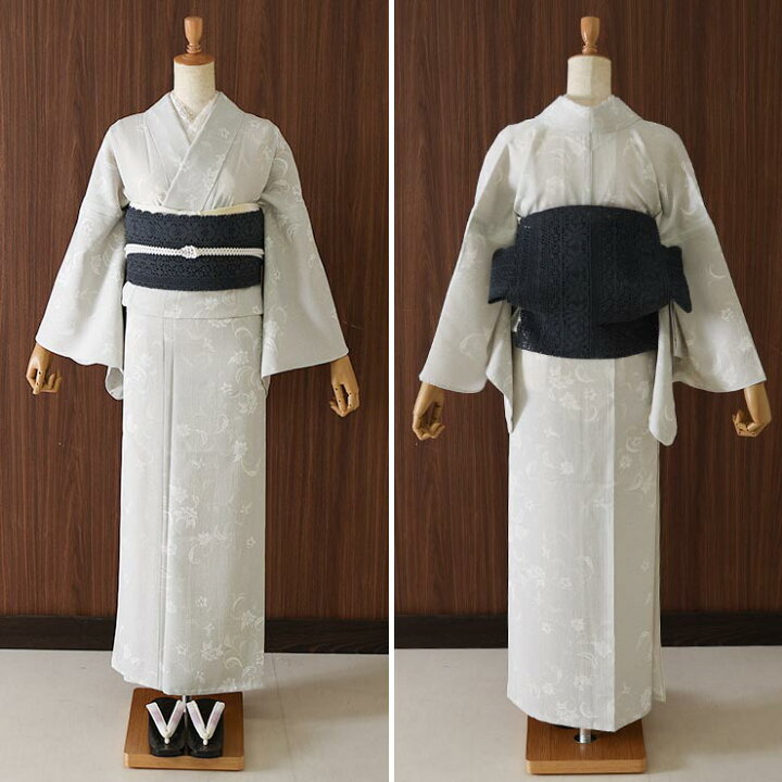 楽天市場】[再入荷!]着物 単衣 薄花模様 (グレージュ) 洗える着物 セオ 