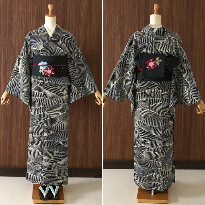 楽天市場】＼2点で3％OFFクーポン／[セオα] 浴衣 波(黒) ゆかた セオ  