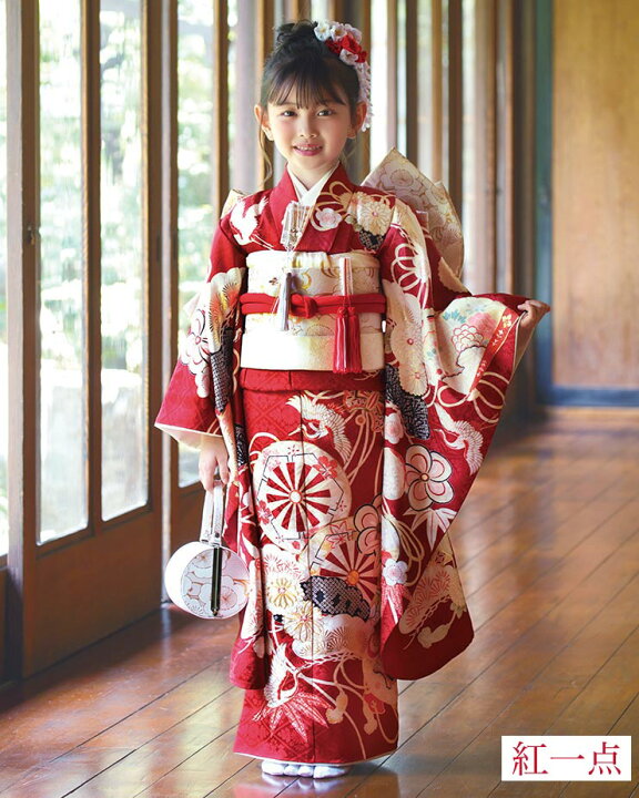 楽天市場】[ 正絹 ] 七五三 7歳 着物セット 女の子 御所車に檜扇 赤  