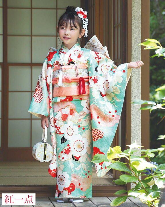 楽天市場】[ 正絹 ] 七五三 7歳 着物セット 女の子 向い鶴に桜と松 