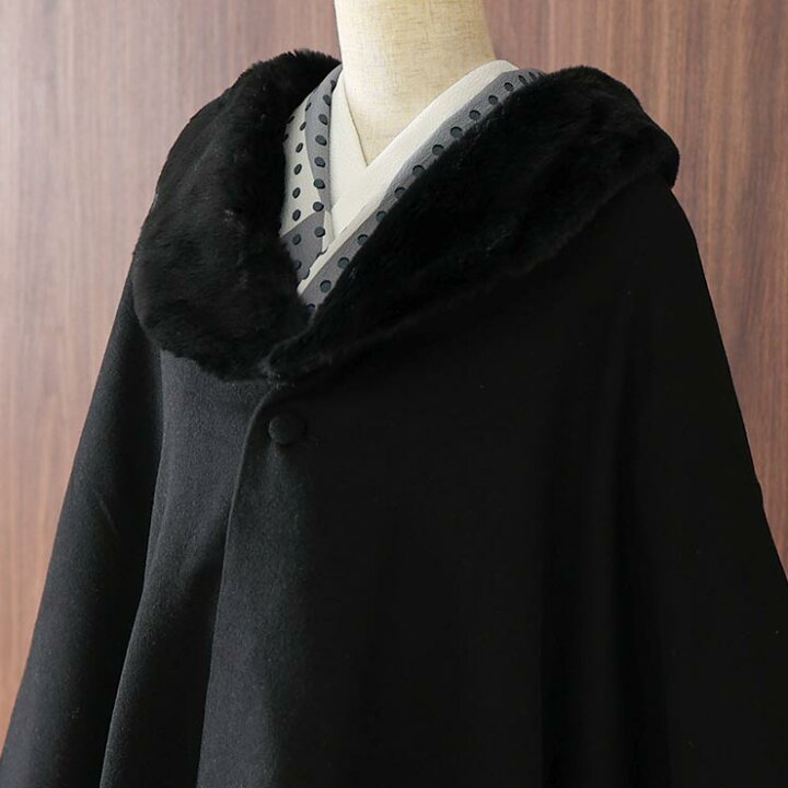 楽天市場】[ 和洋兼用 ] JAPAN MODE 高級 ケープ コート 無地 黒  