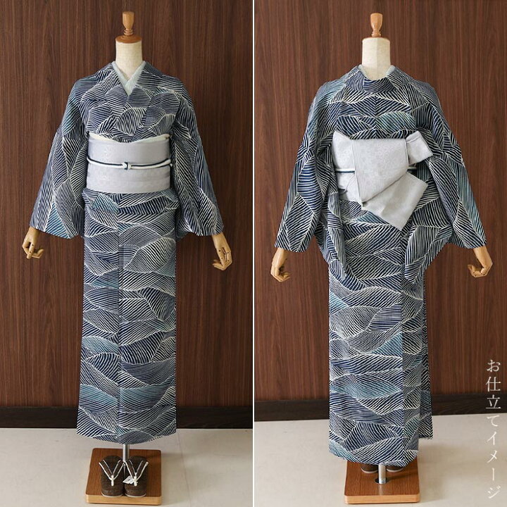 楽天市場】[セオα] 浴衣 反物 波 (紺色) 洗える ゆかた 夏きもの 月華 