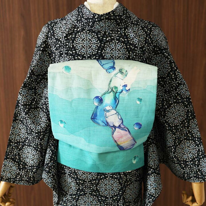 楽天市場】[セオα] 浴衣 花万華鏡 (黒地×ブルー) ゆかた セオアルファ 