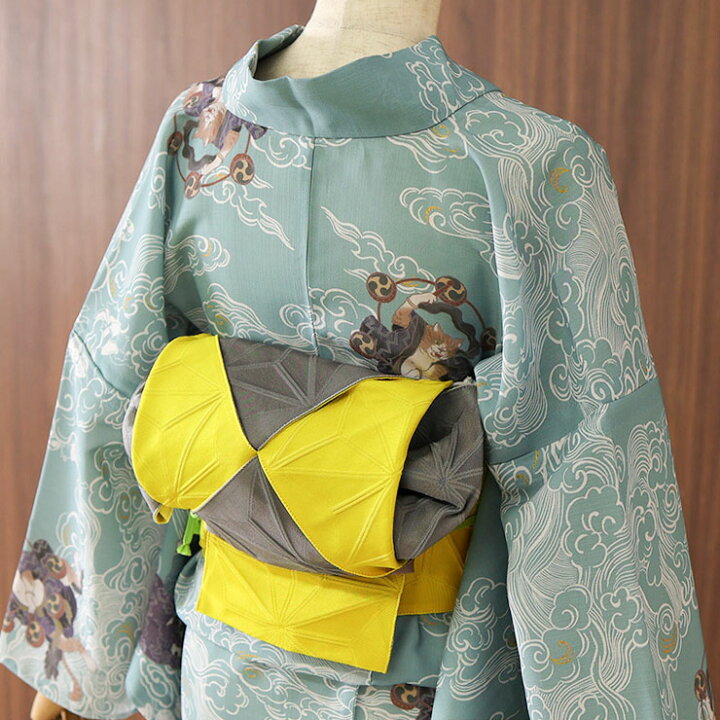 楽天市場】[撫松庵] 半幅帯 細帯 麻の葉 (105-302-114 15イエロー 