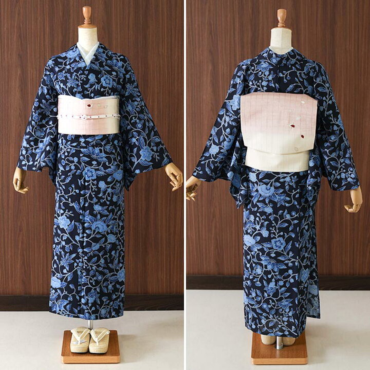 楽天市場】再入荷! 浴衣 ゆかた 更紗糸目友禅(濃紺/245C) 仕立て上がり 