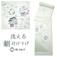 ＼WeekendSale開催中!／【フルオーダー/反物】 東レシルック 絽(夏用) 付け下げ - 格子丸紋（薄グリーン…