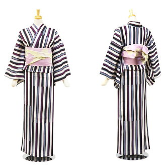 "抚松庵"缝制上能洗的浴衣(单物品)-丰富多彩的条纹(紫色/104-337-044