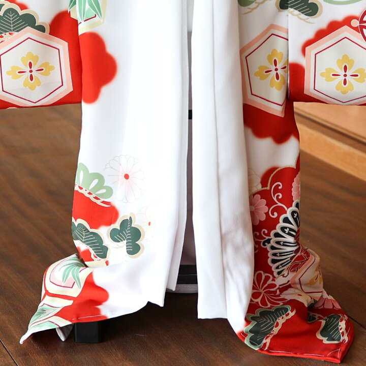 SSお仕立て上がり正絹訪問着グリーン地に花菱、鶴、亀甲模様