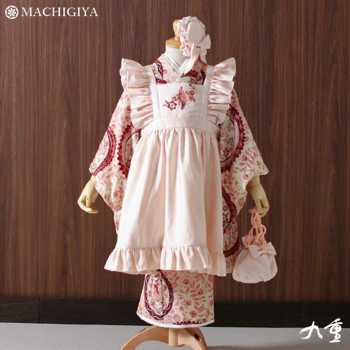 楽天市場 21年新作 レンタル 七五三 3歳 女の子 九重 着物 エプロン ピンク Kf2 レンタル 被布 きもの フルセット 753 女児 子供用 キッズ こども 着物セット 被布セット 祝着 振袖 振袖セット 大正 レトロ 薄ピンク 桃色 かわいい おしゃれ モダン 貸衣裳 きもの