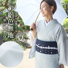 再入荷！[ 夏きもの ] 洗える 夏着物 絽 色無地 白藍色 M L 日本製 洗える着物 セオアルファ 東レ セオα 仕立て上がり プレタきもの 絽着物 着物 きもの 盛夏 夏 7月 8月 略礼装 カジュアル フォーマル 絽着物 結婚式 披露宴 略礼装 卒業式 入学式 茶会 (ym507)