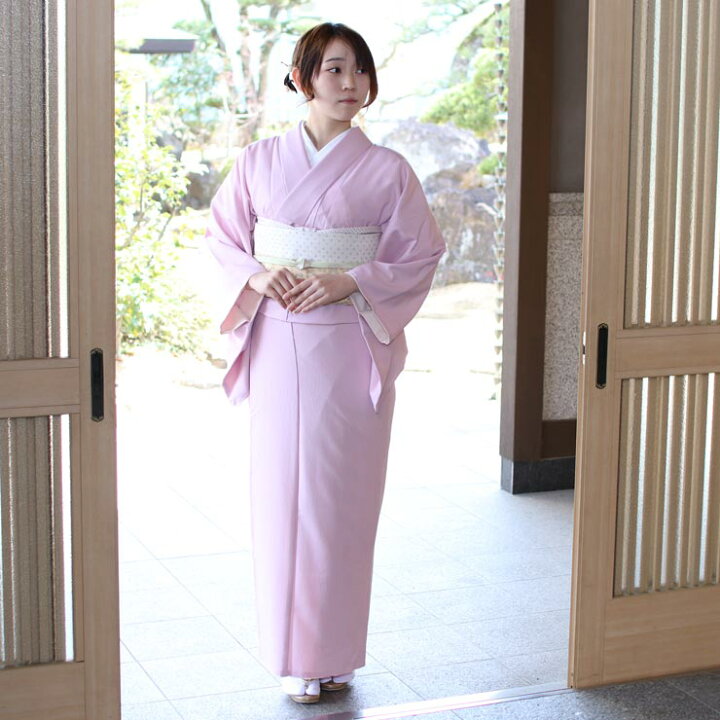 楽天市場】[ 洗える 着物 ] 江戸小紋 袷 毛万筋 薄紅梅 M L サイズ  