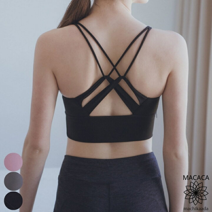 新商品 Macaca ヨガウェア スポブラ カップ付き レディース トップス スポーツブラ バックデザイン かわいい おしゃれ ブラトップ ヨガ マカカ