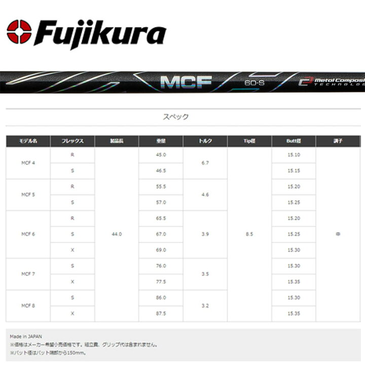 楽天市場】フジクラ シャフト MCFシリーズ MCF-7 フェアウェイウッド 