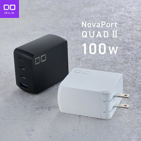 CIO NovaPort QUAD2 100W 急速充電器 PD [世界最小級 CIO独自技術 NovaIntelligence NovaEngine搭載] 4ポート USB-C×3 + USB-A×1 ACアダプター コンセント 軽量 iPhone 15 Android Galaxy Macbook iPad向け ノートPC
