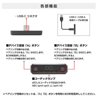 NintendoSwitchイヤホンワイヤレスBluetooth5.0トランスミッター