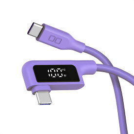 CIO L字液晶ディスプレイ付きシリコンLケーブル USB Type-C ケーブル シリコン素材 急速充電 絡まない 90度 PD USB-C 1m 2m 直角 PD EPR e-Marker MacBook Pro iPad mini Android Galaxy CIO-SLL-SC-CC