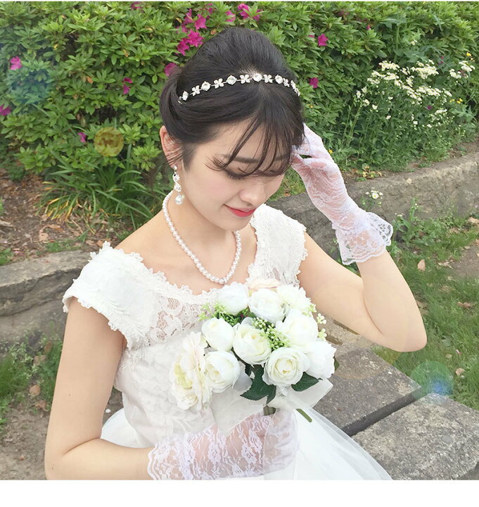 2セット ウェディンググローブ ホワイト レース 手袋 ショート 結婚式