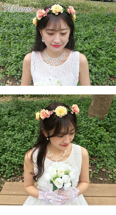 ティアラ/クラウン/カチューシャ | DisMoiディモア｜ブライダルアクセサリー 1個 二重クラウンアクセサリー 花嫁のカチューシャ レディースヘッドバンド 花衣装ティアラ アクセサリーパラムジャー ラインストーン