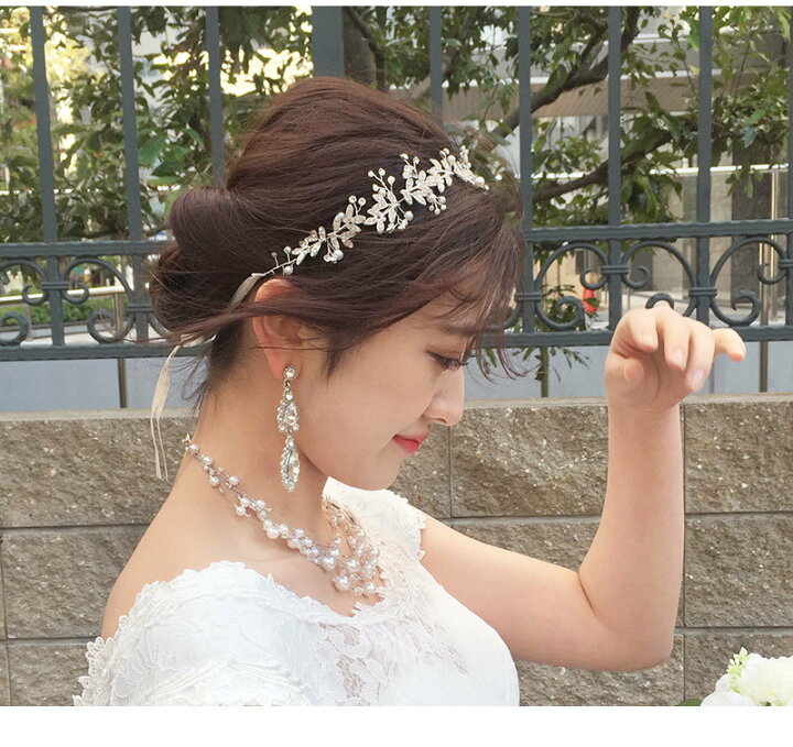 カチューシャ☆パールヘッドドレス♡ウェディングヘアアクセサリー結婚式ブライダル 通販