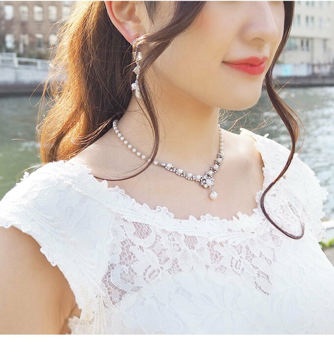 楽天市場 メール便 送料無料 ネックレス パール Y字 一粒 ビジュー ショート シンプル レディース パールネックレス シルバー ゴールド ゴージャス デコラティブ ウェディング ブライダル 結婚式 パーティー フォーマル 二次会 お呼ばれ 花嫁 挙式 Machree