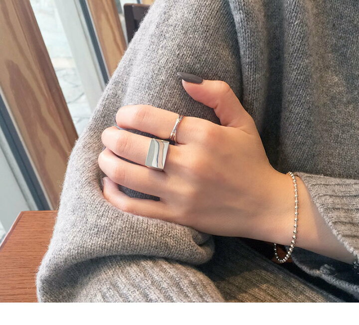 楽天市場 メール便 送料無料 リング 指輪 シルバー925 シルバーリング レディース スターリング シルバー 925 シンプル 重ね付け シルバーアクセ かっこいい スタイリッシュ 光沢 プレゼント 誕生日 デイリー カジュアル クロス リバーシブル 2連 Machree