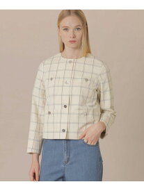 【SALE／23%OFF】【WEB・一部店舗限定】ポリエステルリネンチェックジャケット MACKINTOSH LONDON マッキントッシュ ロンドン ジャケット・アウター ノーカラージャケット ベージュ【RBA_E】【送料無料】[Rakuten Fashion]
