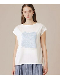 リーフプリントTシャツ MACKINTOSH LONDON マッキントッシュ ロンドン トップス カットソー・Tシャツ ベージュ ブルー【送料無料】[Rakuten Fashion]
