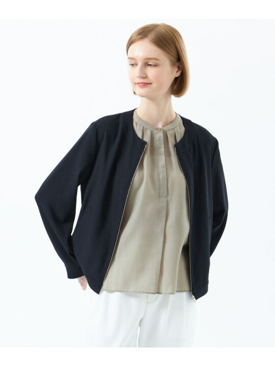 楽天市場】【SALE／20%OFF】バックサテンノーカラージップジャケット 