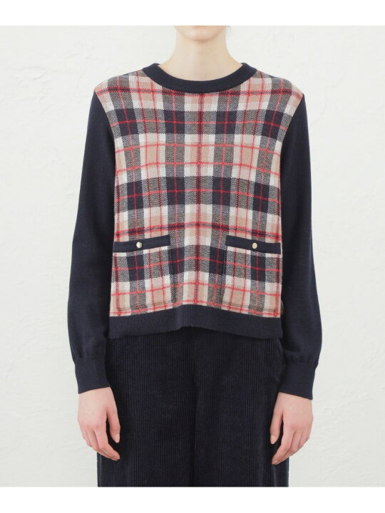楽天市場】【SALE／23%OFF】チェックパターンジャカードニット 