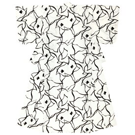 浴衣 レディース ホワイト 白系 ブラック 黒 千鳥 夏祭り 花火大会 女性用 仕立て上がり【Sサイズ】 フリーサイズ 送料無料