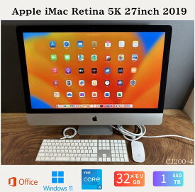 【中古】送料無料 Apple iMac Retina 5K 27inch 2019/CPUi5 3.0GHZ/32GB/SSD1TB/GPU4GB office2024/Windows11整備品 保証あり　初期設定不要 無料サポート