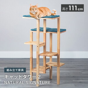 キャットタワー2 NATURAL SIGNATURE 猫用品 キャットタワー キャットグッズ 猫 ねこ ネコ 猫グッズ 木製 ラバーウッド無垢材 おしゃれ 北欧 かわいい