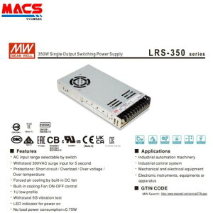 �������� LRS-350-24 ����AC100/200���p �o��DC24V 350W �X�C�b�`���O�p���[�T�v���C�@���E��O�ʂ̃V�F�A�@MEANWELL�@150W��300W�̂ݖ{�̑��ʂ�100/200�̓��͓d���ؑցi100W�ȉ��͐ؑւ������t���[) �~��