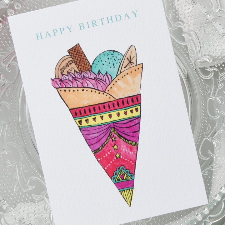 楽天市場 バースデーカード クレープ Birthday Card グリーティングカード メッセージカード 感謝 ギフト プレゼント ギフト 誕生日カード かわいい おしゃれ デザート スイーツ Madame Bleu