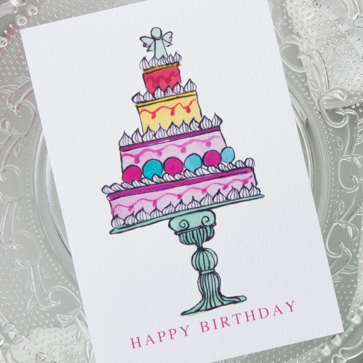 楽天市場 バースデーカード タワーケーキ Birthday Card グリーティングカード メッセージカード 感謝 ギフト プレゼント ギフト 誕生日カード かわいい おしゃれ デザート スイーツ Madame Bleu