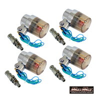 【送料無料!!】汎用 丸型 ヨーロピアンウインカー 黄ばみ 取付ステー(ショート)付き 4個SETウィンカー キ…