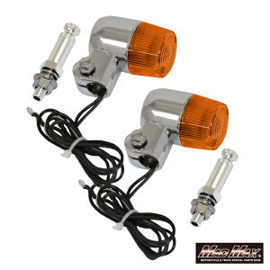 ハロウィンセール!!【送料無料】汎用 丸形ミニヨーロピアンウインカー シルバー/オレンジ M10*73mm取付ステー アルミ製付 2個セットウィンカー カワサキ ホンダ ヤマハ スズキ CB400SF CB750 CB1300S