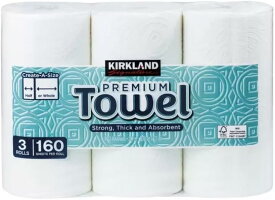【コストコ】 KIRKLAND カークランド シグネチャー ロールタオル ペーパータオル キッチンペーパー 160カット 3ロール