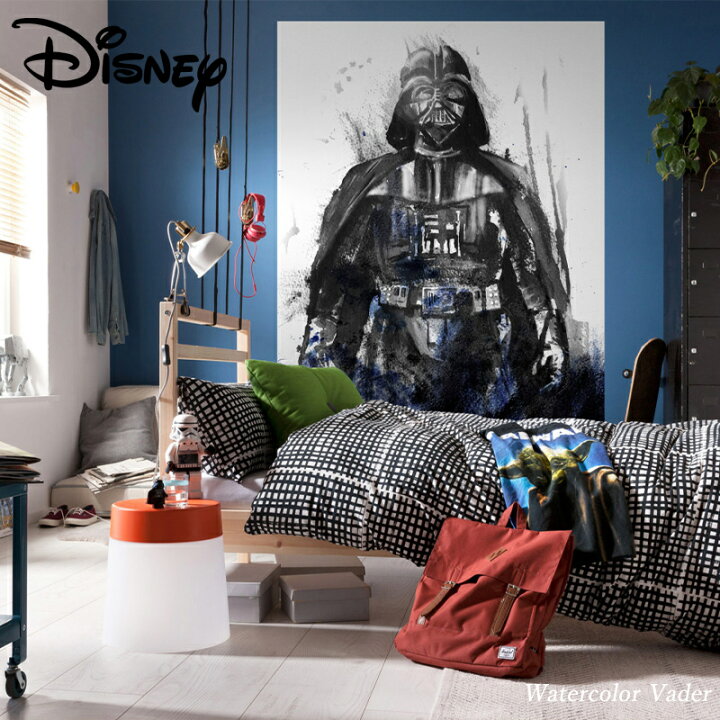 楽天市場 P10倍 10日時 4h限定 壁紙 クロス 輸入壁紙 インポート壁紙 ディズニー Disney おしゃれ 張り替え はがせる糊が使える 補修 コマー ディズニー スターウォーズ Watercolor Vader ウォーターカラー ベイダー Iadx4 017 Csz カーテン インテリア Diy 窓際貴族