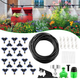 ★20M ガーデン ミストシャワー ミスト 散水 ドライミスト 噴霧ノズルミストキット 散水ノズル 霧吹きノズル 水ミスト灌漑システム ホース 加湿冷却 水やり ガーデン ガーデニング 温室育苗 納涼 熱中症対策 屋根冷却 農業 簡単取付