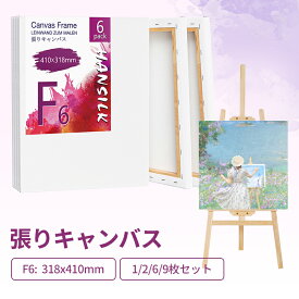 ★張りキャンバス F6 410X318mm キャンバス画材 張りキャンバス 絵画ボード ライト木枠 木製フレーム 中目 油彩・アクリル兼用 化繊綿 絵画 描画 油絵 画布 工芸用品 部屋飾り 屋内インテリア