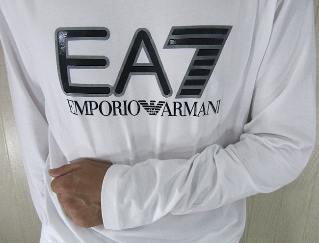 イーエーセブン EA7 EMPORIO ARMANI 長袖Tシャツ 長袖 カットソー ロンT 6KPT64 PJ03Z/1100/ ホワイト 白  サイズ：S/M/L/XL/XXL/3XL | madoricci （マドリッチ）