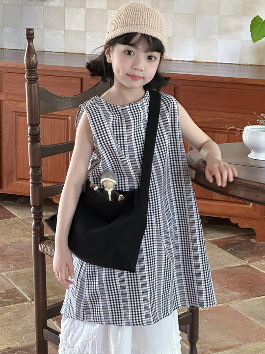 楽天市場】ギンガムチェック ワンピース 夏 韓国 女の子 ノースリーブ  