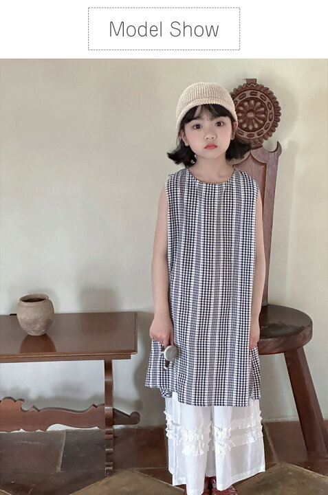 楽天市場】ギンガムチェック ワンピース 夏 韓国 女の子 ノースリーブ  