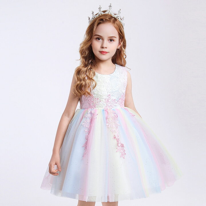 ベビー キッズ パーティードレス ジュニア ファッション 幼児 ドレス フラワーガール ウェディング チュチュ 女の子 子供 プリンセス ホワイト メッシュ 衣装