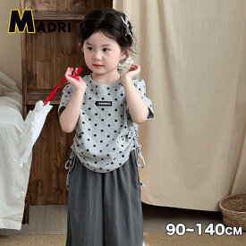 tシャツ 半袖t 夏 キッズ 半袖tシャツ 可愛い 女児 ベビー服 水玉柄 子ども服 セットアップ キッズ 女の子 半袖 ショートパンツ カジュアル スモック紐 Tシャツ 夏祭り 七五三 前撮り ワイドパンツ レース 涼感 ゆったり 子ども ズボン ポケット付き お出かけ 綿100%