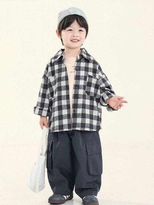 楽天市場】キッズ ジャケット 黒 白 チェック シャツ 春服 秋物 男の子 
